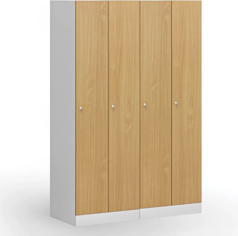 Kovová šatníková skrinka S1, 2-dverová, 1850 x 600 x 500 mm, cylindrický zámok, laminované dvere, dub prírodný