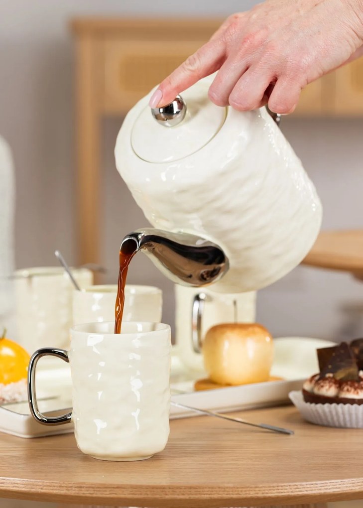 Čajový/kávový set Selena Silver Cream