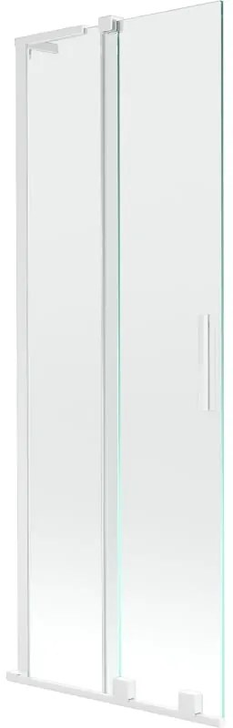Mexen Velar L, 2-krídlová posuvná vaňová zástena 70 x 150 cm, 8mm číre sklo, biely profil, 896-070-003-01-20