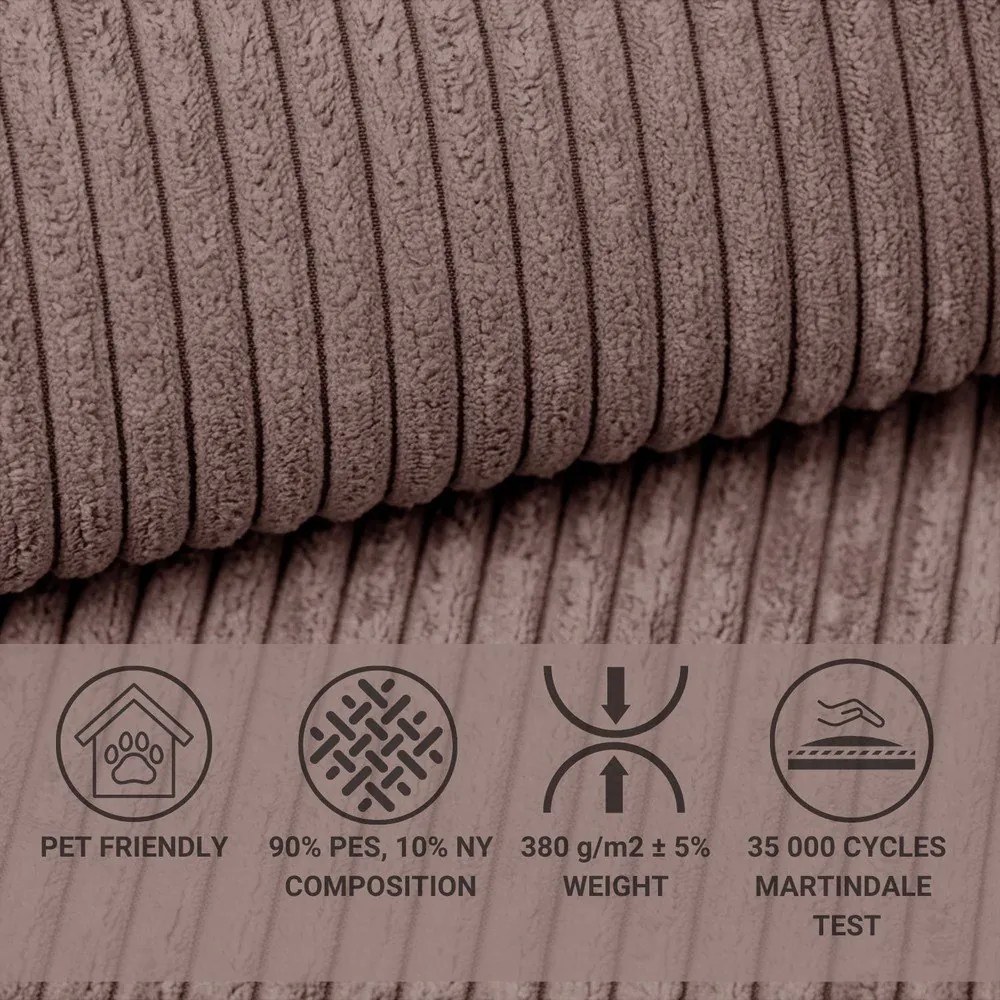 Fialová menčestrová rozkladacia/s úložným priestorom rohová pohovka (pravý roh/do L) Tonga – Maison de Rêve