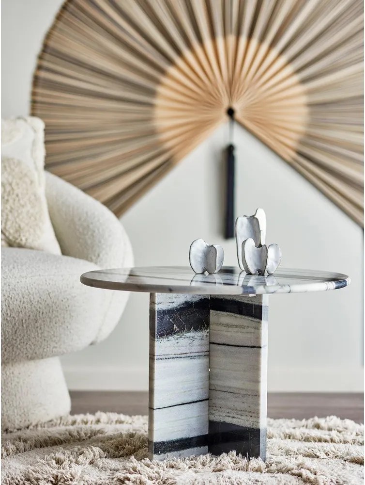 Čierno-biely mramorový okrúhly konferenčný stolík ø 61 cm Rosito – Bloomingville