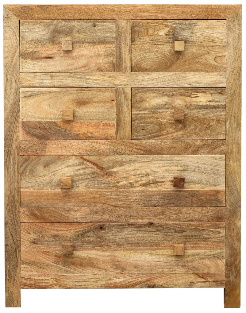 furniture-nabytek.cz - Vysoká komoda se šuplíky z masivu mango 90x120x45