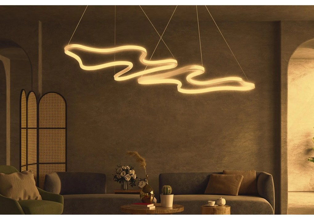 Závesná lampa, Duple Artisan - White Body, Yellow Light