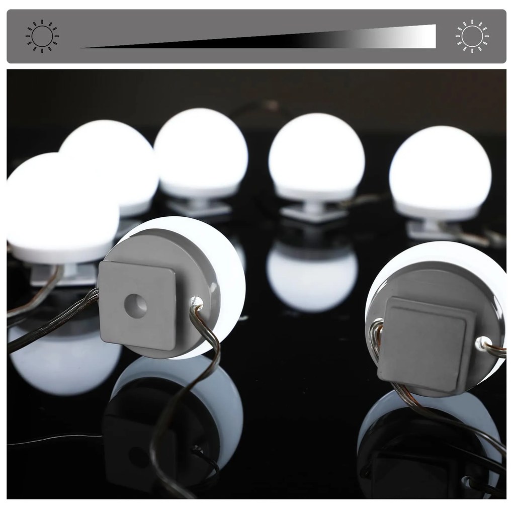 InternetovaZahrada Toaletný stolík Lucia s LED osvetlením 140x110x40 cm - biely