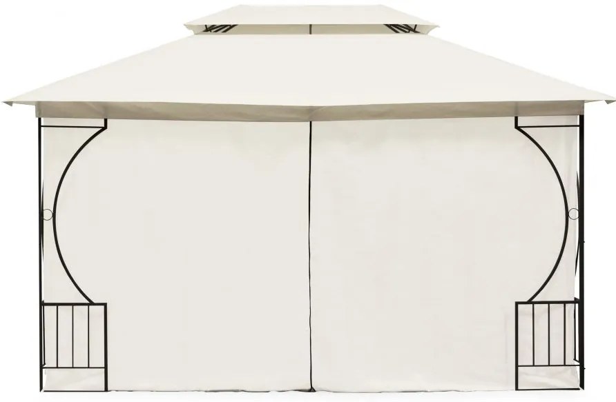 Záhradný pavilónový stan 4x3m - béžový - plné steny