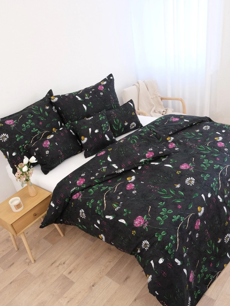 Bavlnené obliečky Renforcé - Herbár čierny