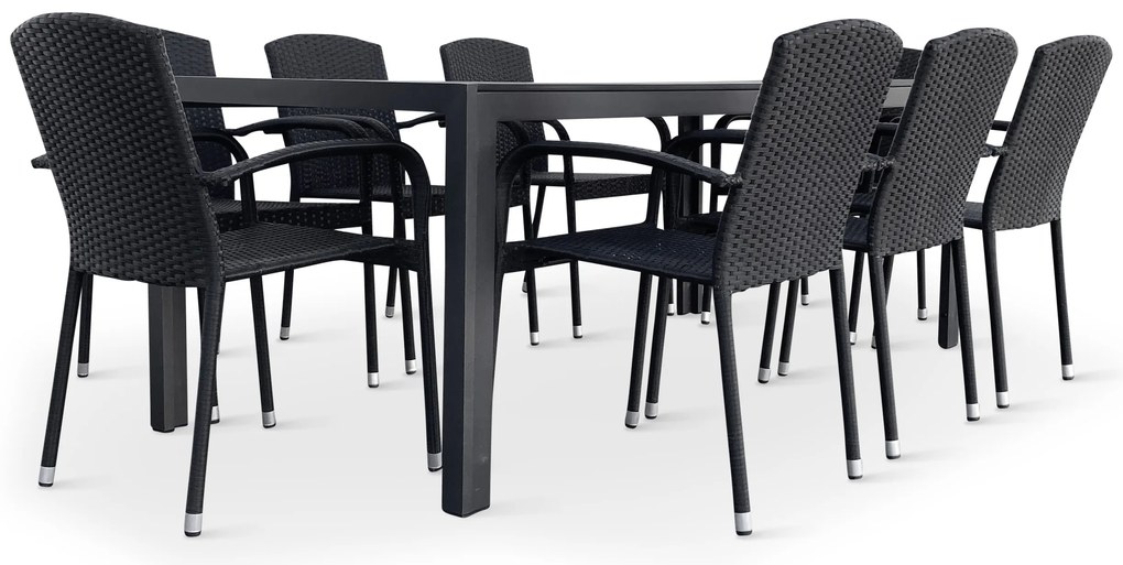 Záhradný jedálenský set Viking XL 190cm + 8x ratanová stolička Roma