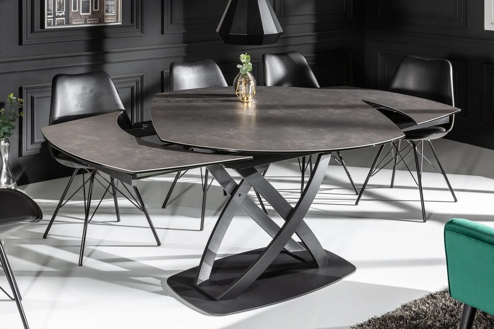 Jedálenský stôl Inception 130-190 cm - Antracitový mramor