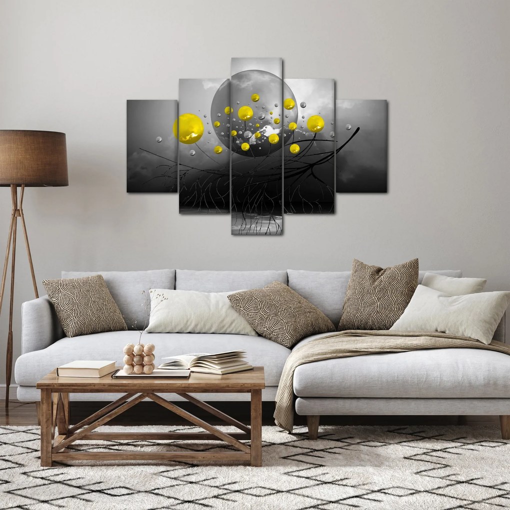 Obraz - žlté abstraktné gule (150x105 cm)