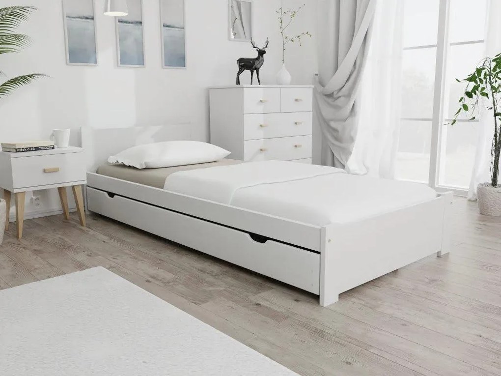 Posteľ IKAROS 80 x 200 cm, biela Rošt: Bez roštu, Matrac: Matrac Deluxe 10 cm