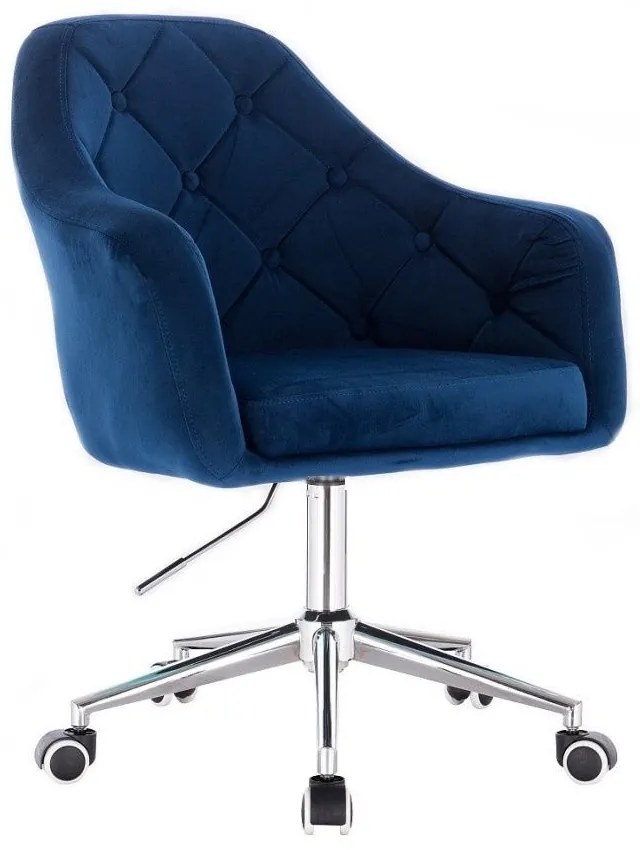 LuxuryForm DESIGN Kreslo ANDORA VELUR na strieborné podstave s kolieskami - modré