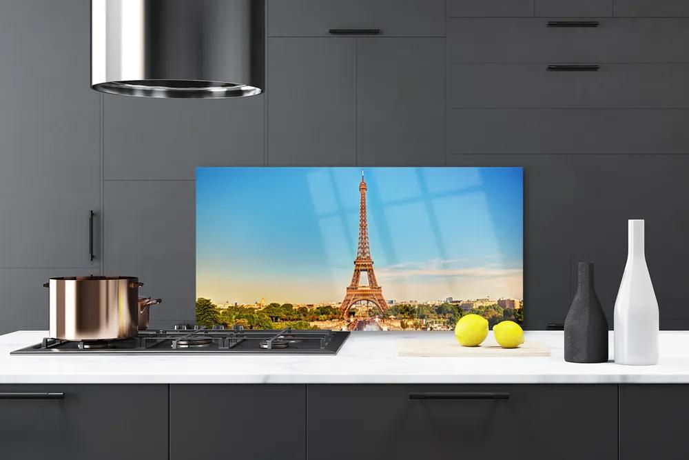 Sklenený obklad Do kuchyne Eiffelová veža paríž 100x50 cm
