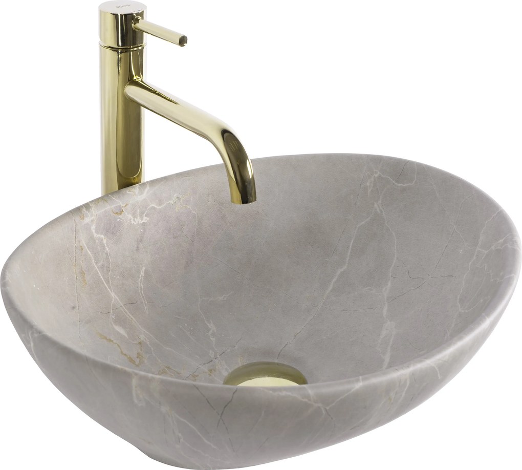 Keramické umývadlo na dosku REA SOFIA BEIGE 41x34,5 cm, mramor