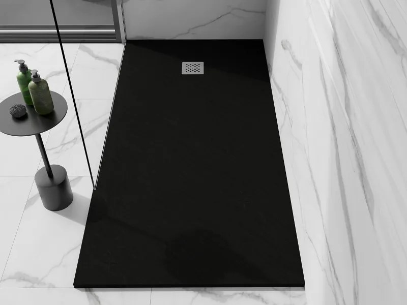 Mexen Stone+, obdĺžniková vanička z minerálneho kompozitu 160 x 100 cm, čierna matná, 44701016