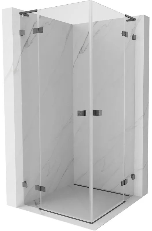 Mexen Lunar, L Duo výklopný sprchový kút 95 x 95 cm, 8mm číre sklo, profil grafit brúsený, 834L-095L-095P-66-00