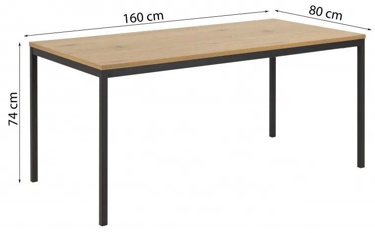 Jedálenský stôl Seaford 160x80x74 cm dub divoký/černá