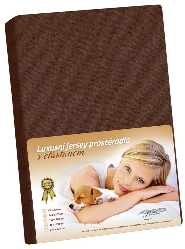 Bellatex Jersey prestieradlo s elastanom hnedá, 100 x 200 cm