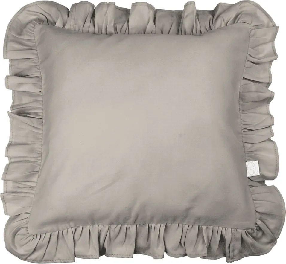 Vankúš s volánikmi tmavo šedá 45cm