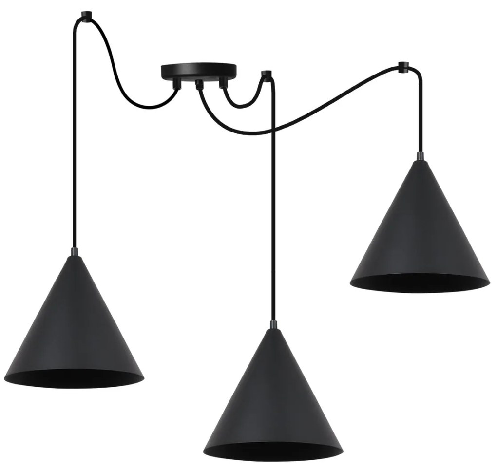 Závesné svietidlo Soho Spider, 3x čierne kovové tienidlo, (fi 25cm)