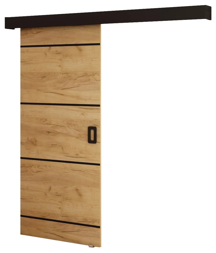Posuvné dvere 90 cm Bethany IV (craft zlatý + čierna matná). Akcia -23%. Vlastná spoľahlivá doprava až k Vám domov. 1043492
