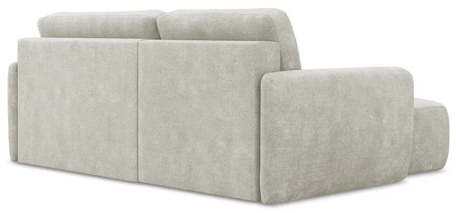 Krémová ženilková rozkladacia/s úložným priestorom rohová pohovka (ľavý roh/s leňoškou) Lilo – Makamii