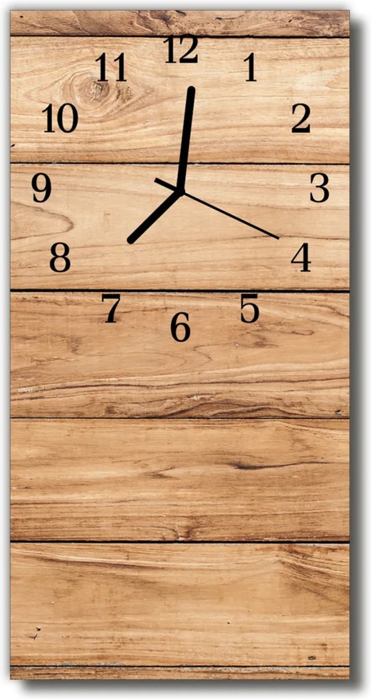 Sklenené hodiny vertikálne  Béžové drevené panely