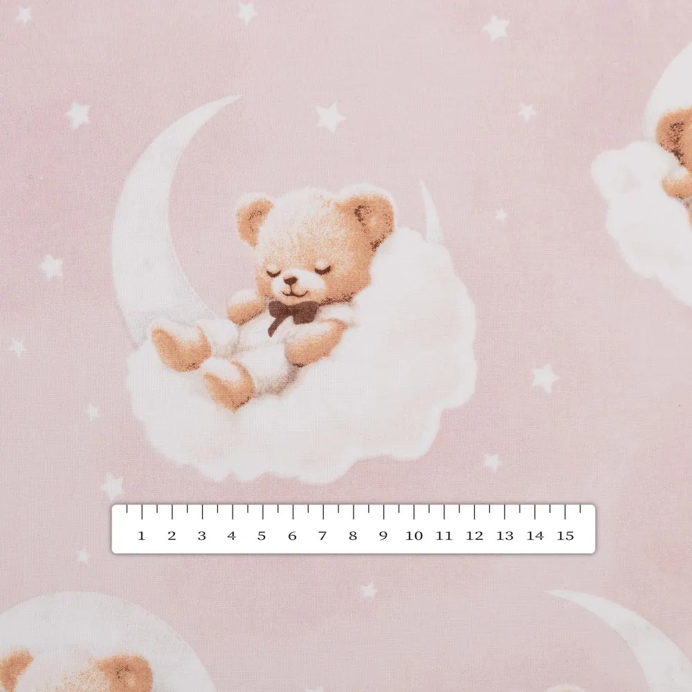 Biante Detská bavlnená obliečka na vankúš s lemom Sandra SA-743 Spiace medvedíky na obláčikoch na svetlo ružovom 30 x 50 cm