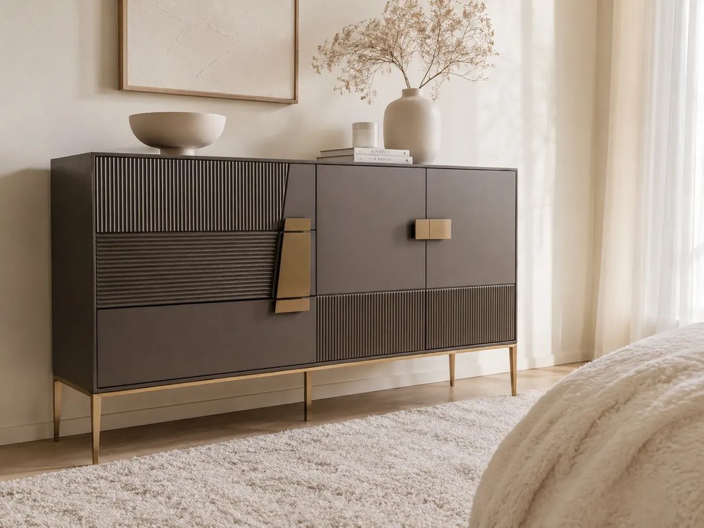 Komoda Stilig ST102 160 cm grafit/zlatá