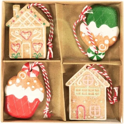 Sada 4 ks vianočných ozdôb WINTER SWEETS 6 cm