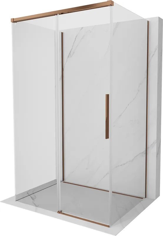 Mexen Rox-3S, 3-stenný sprchový kút 95 x 80 cm, 8mm číre sklo, ružové zlato profil, 8C2-095-080-60-00-3S