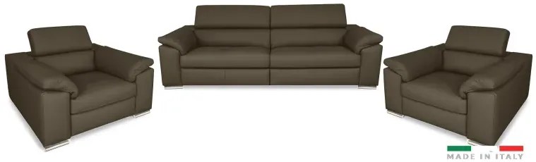 Moderná kožená sedacia súprava LOREN II 3+1+1, sv. hnedá (romana - 2029 nut brown)