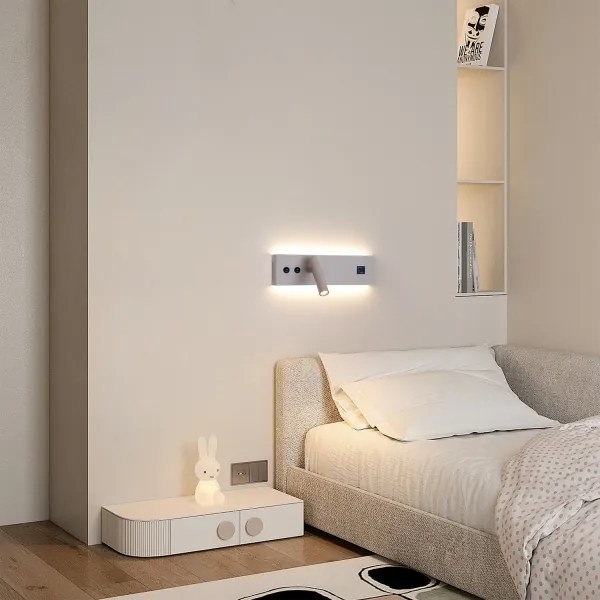 Brilagi-LED Nástenné bodové svietidlo s USB portom NOCTIS LED/3W/230V+LED/9W béžové