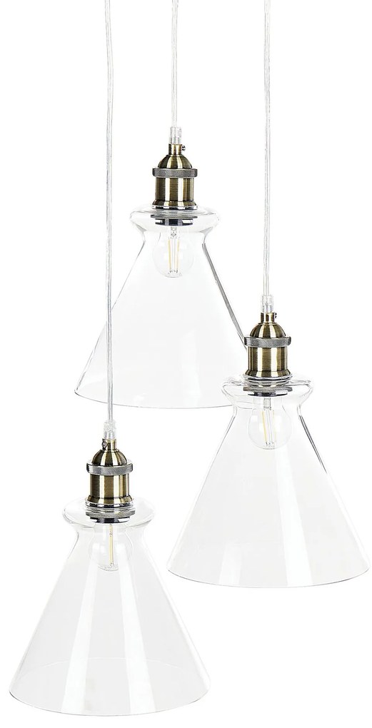 Sklenená závesná lampa s 3 svetlami priehľadná BERGANTES Beliani
