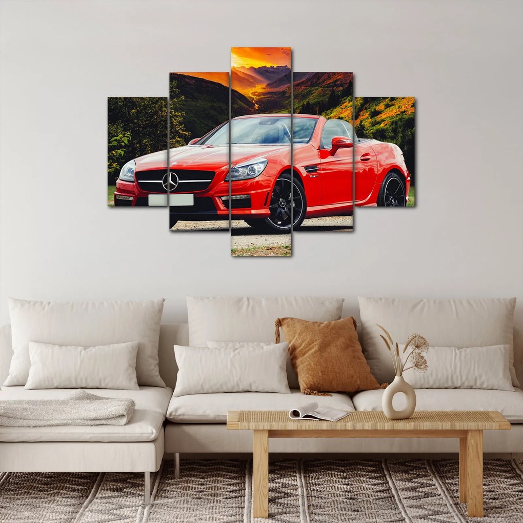 Obraz - červený Mercedes (150x105 cm)
