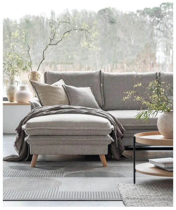 Sivobéžová rozkladacia/s úložným priestorom rohová pohovka (ľavý roh/s leňoškou) Charming Charlie – Miuform