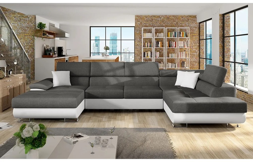 Rohová sedacia súprava Alvin Bis, Dostupné poťahy: ekokoža Soft 017 + Uttario Velvet 2979 + Uttario Velvet 2955, Strana: Pravá - U
