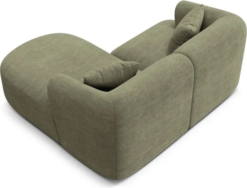 Zelená menčestrová rohová pohovka (pravý roh/s leňoškou) Campi – Cosmopolitan Design