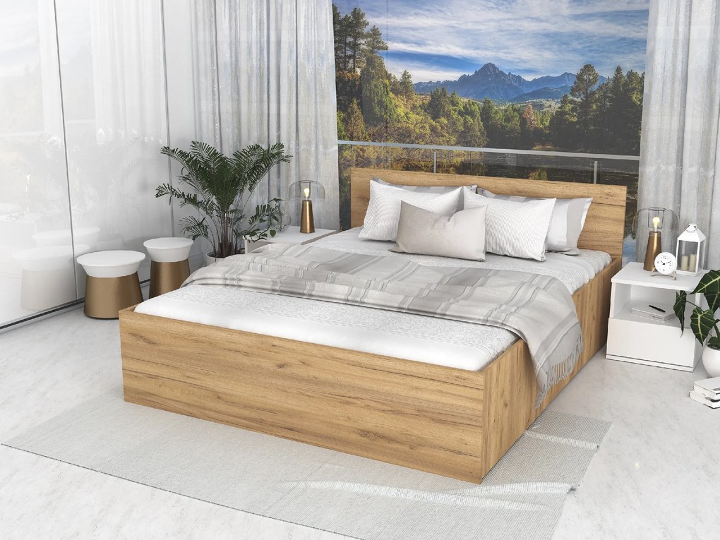 Jednolôžková posteľ s úložným priestorom Dolly - dub craft Rozmer: 200x90