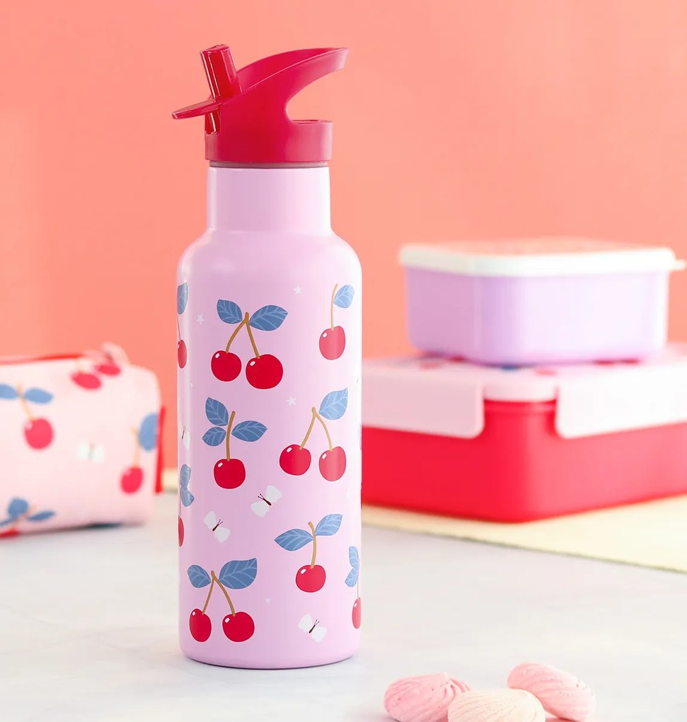 A Little Lovely Company - antikorová fľaša na pitie, 500 ml - čerešne