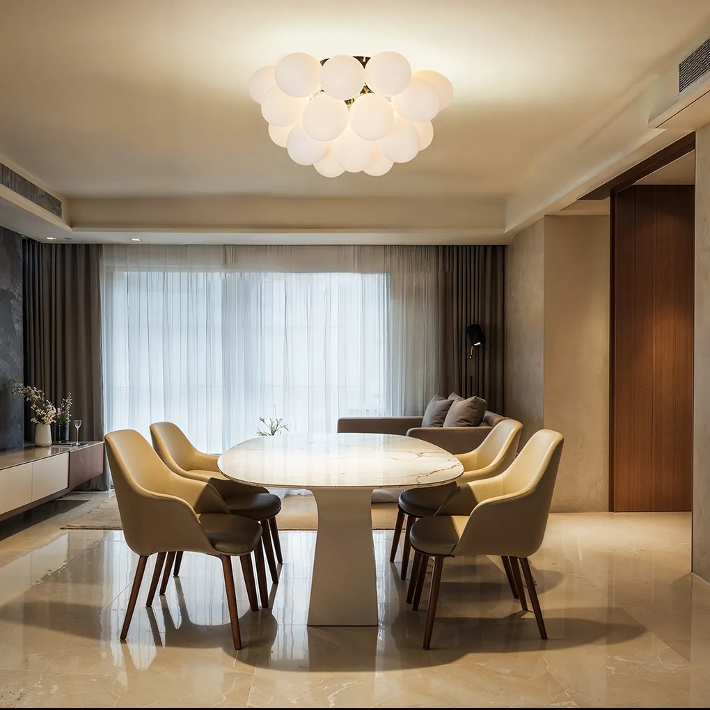 Inteligentné stropné svietidlo čierne s opálovým sklom 6-svetiel Vrátane Zigbee G9 - Uvas