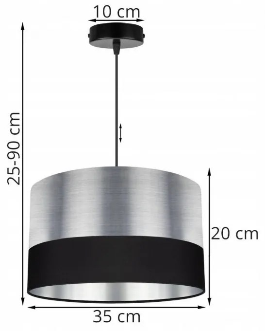 Moderná kovová závesná lampa zdobená látkou