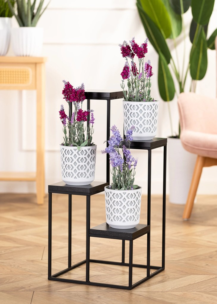 STOJAN NA KVETINÁČ KASKADA 79X40X40 CM ČIERNA