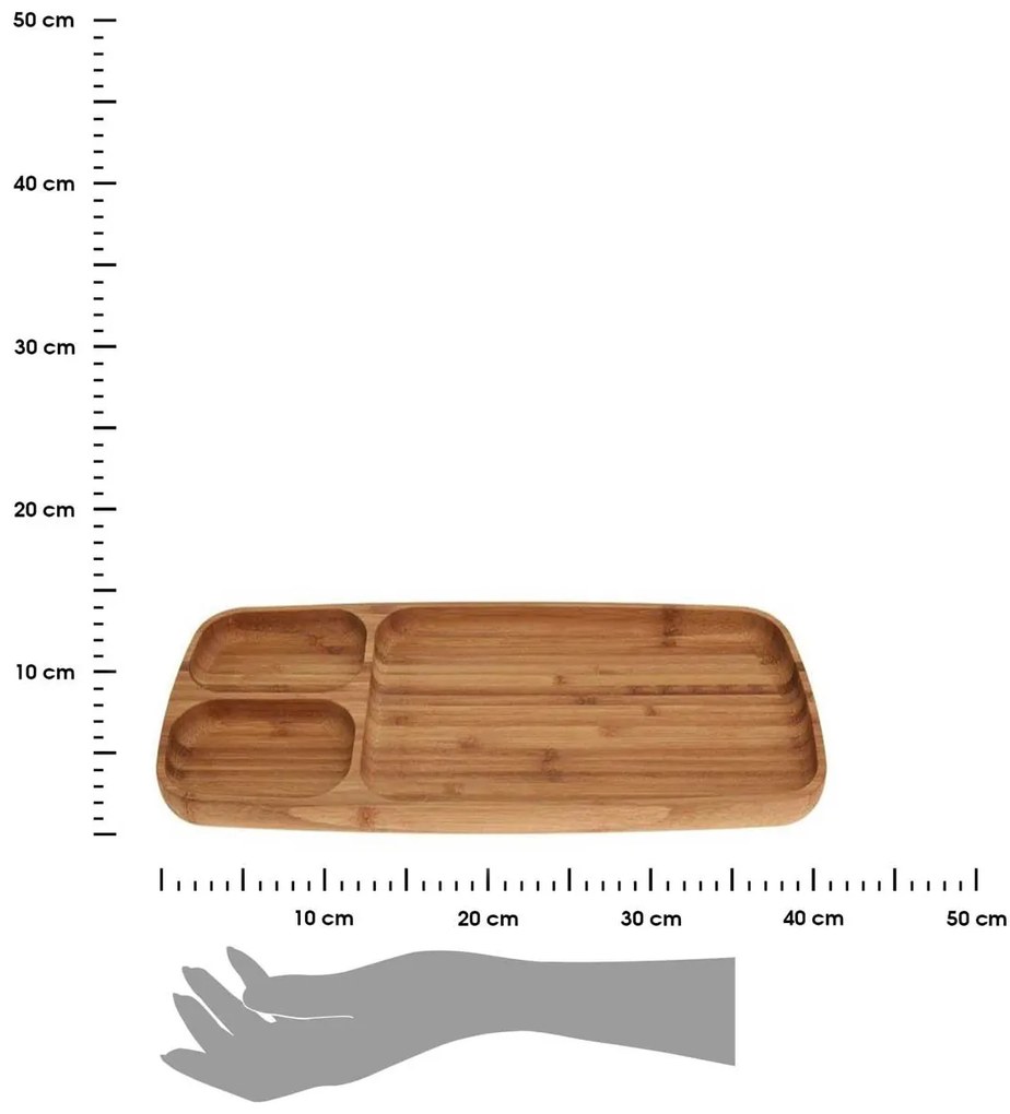 Drevený servírovací podnos Triple, 39x16x2 cm