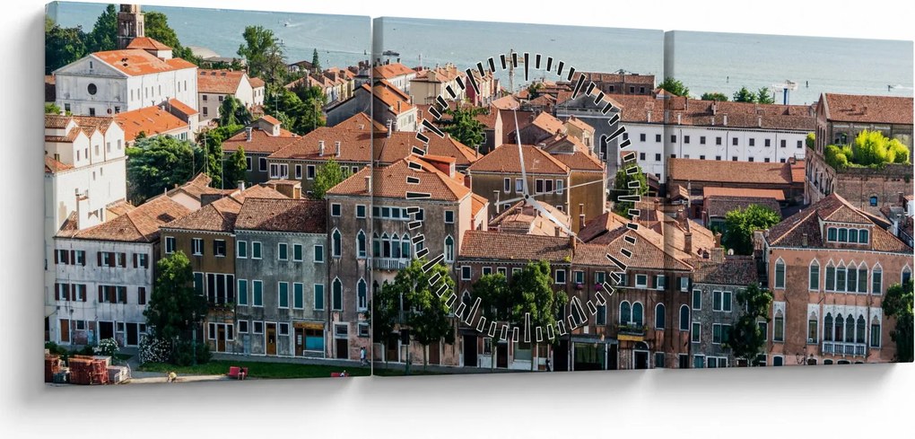 Obraz - Letecký pohľad na mesto (s hodinami) (90x30 cm)