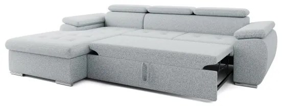 Rozkladacia rohová sedacia súprava do L s úložným priestorom PADUA sivá ľavá
