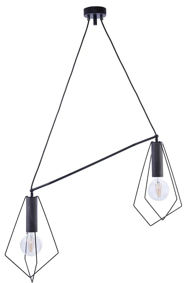Jupiter 1645 - Luster na lanku KAIR 2xE27/60W/230V čierna/grafit