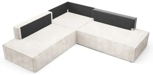 Rozkladacia rohová sedacia súprava TERAMO do L, pravostranná, s úložným priestorom, béžová