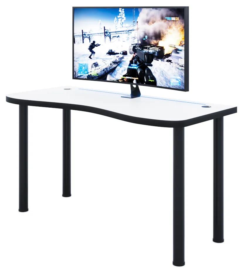 Herný pc stôl Gamer Y (biela + čierna) (s RGB LED osvetlením). Vlastná spoľahlivá doprava až k Vám domov. 1054979