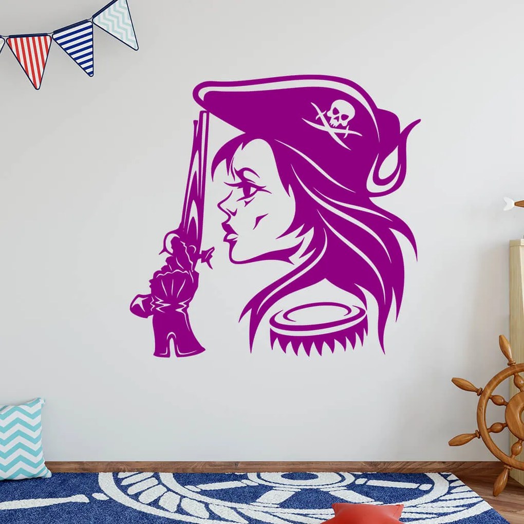 Veselá Stena Samolepka Hlava Pirátky Farba: béžová, Veľkosť: 80 x 80 cm