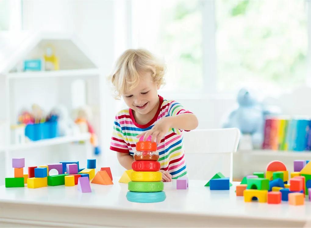 KIK Pyramídová veža vzdelávacie zmyslové puzzle farebné Montessori